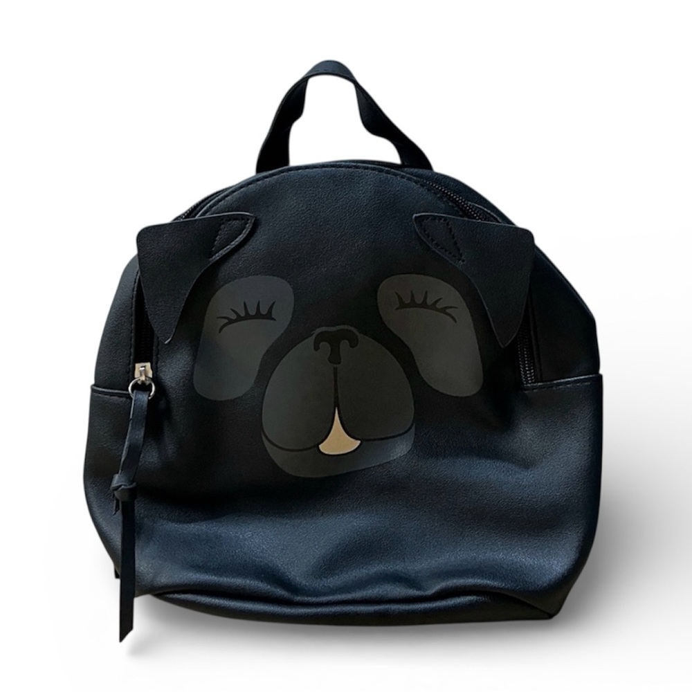 Stylish Small Backpack Black Dog
